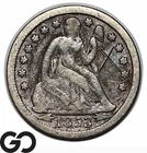 1853 Seated Liberty Dime w/ Arrows, Details Grafitti, Full Date