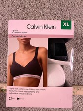 Calvin Klein Women's Cotton Modal 2-Pack Wire Free Bralette, Black/White, XL