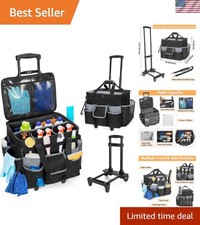 Large Rolling Cleaning Caddy with Detachable Trolley & Lid, Cleaning Cart on ...