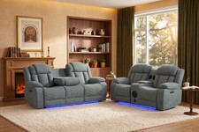 Zeus Fabric Electric Recliner 3+2 Seater Sofa Set With Cup holders-Bluetooth-USB