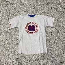 Vintage Wilson Athletics Large Heavy Cotton T Shirt Blue MADE IN USA