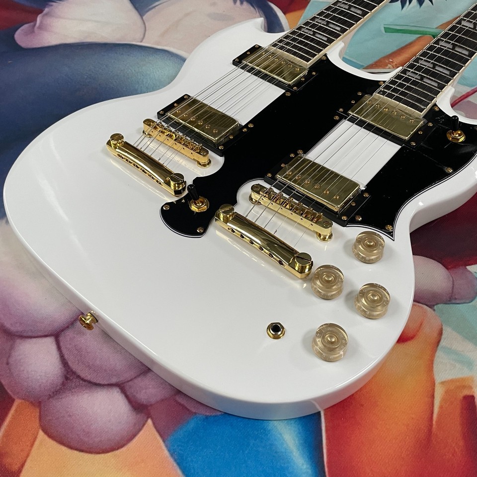 White SG Double-head Electric Guitar 12 Strings+6 Strings Mahogany Body ...