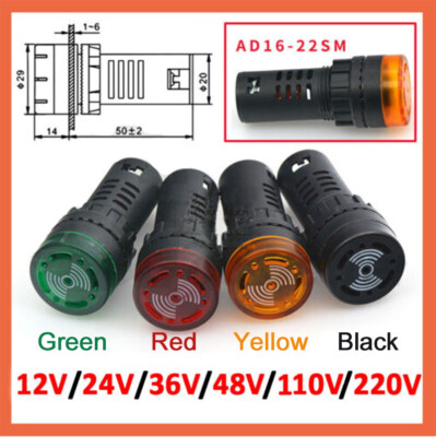 Blitz Alarm Blinker Signalleuchte mit Summer 12V/24V/36V/48V/220V AD16-22SM LED
