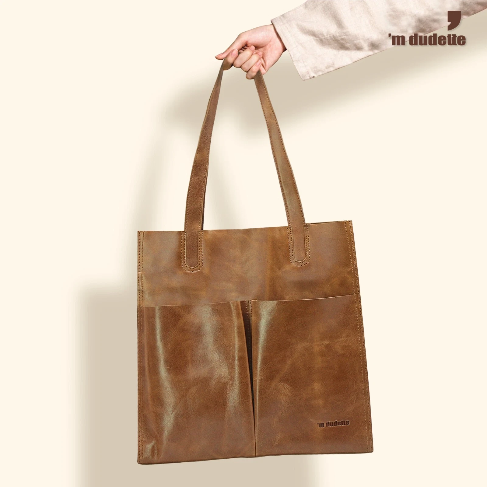 Tan Genuine Leather Women's Tote Handbag Travel Office College Everyday Carryall