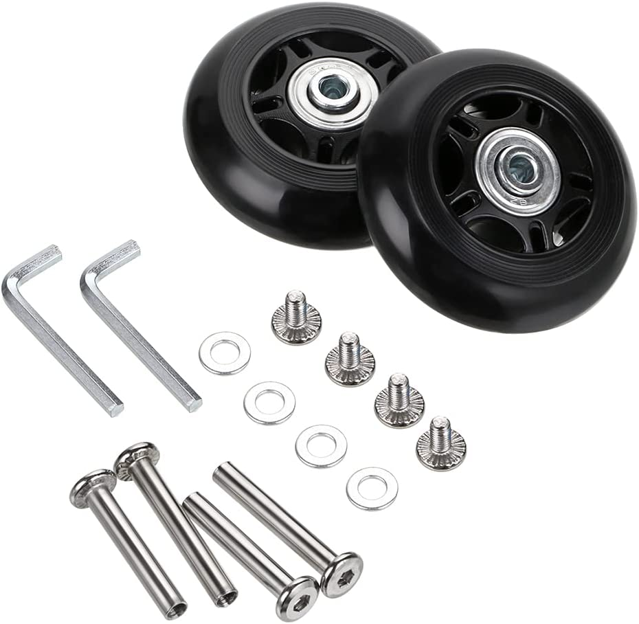 70Mm X 24Mm Luggage Suitcase Wheels, Rubber Swivel Caster Wheels Bearings Repair