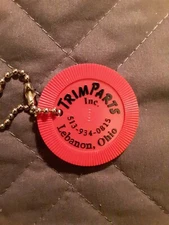 Vintage Red Trim Parts Inc Plastic Poker Chip Keychain - Lebanon, Ohio
