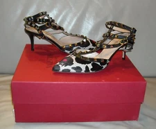 NWB Women's AUTHENTIC Valentino Rockstud Pump Fur Shoes  Size 36.5 Multi Color