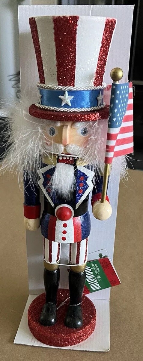 Hollywood Kurt Adler 15-Inch Uncle Sam Nutcracker – Patriotic Wooden Holiday Decor