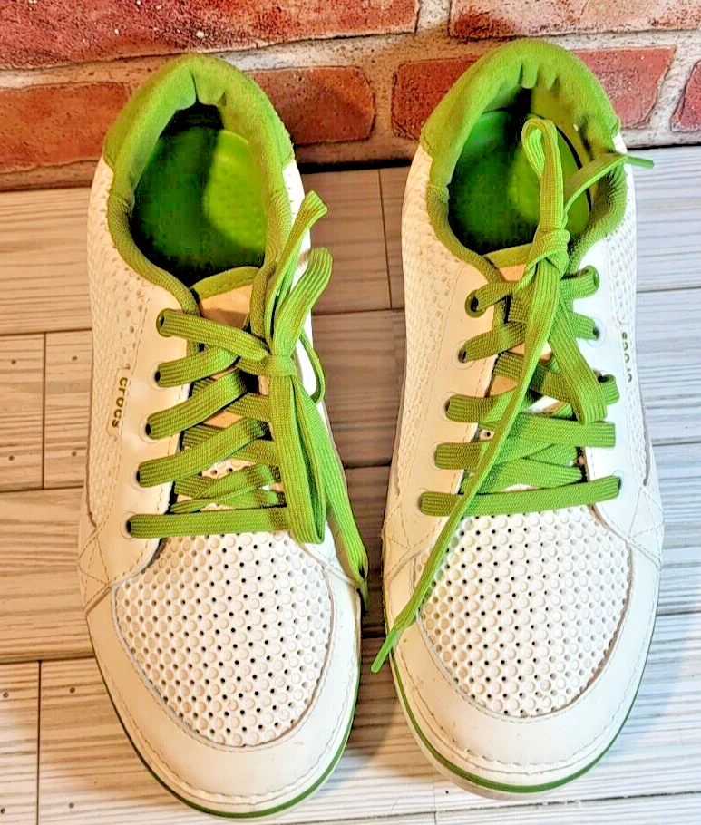 Crocs Drayden Golf Shoes Mens Hank Haney Perforated White/Green Spikeless M8 - Image 3 of 4