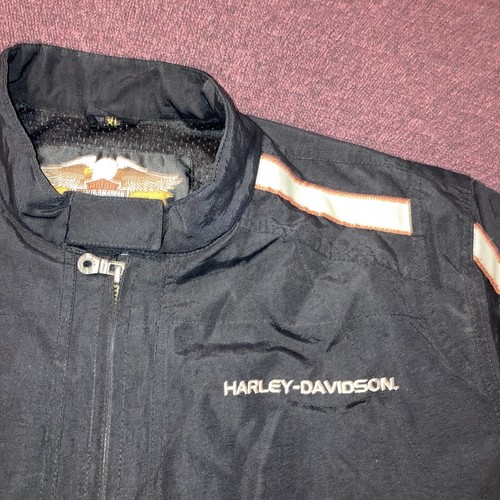 Harley Davidson! Jacket Size Xl Black Reflective /Nylon Tape Stripe - Picture 2 of 15