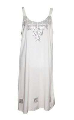 New RAYA SUN S Dress Ivory Silver Sequin Lightweight White India Sundress Boho