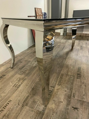 Designer Esstisch aus poliertem Edelstahl Chrom 160 x 90 x 76 cm - Bild 4 von 14