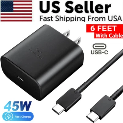 MO 45W Type USB-C Super Fast Wall Charger+6ft Cable for Samsung Galaxy S24 S23 S22