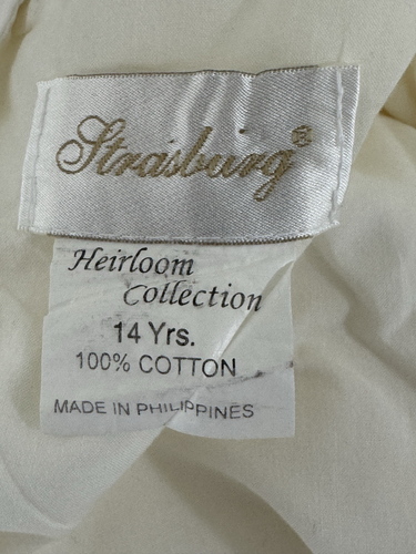 Strasburg Girl's Heirloom Collection Size 14 DRESS Ivory Cream Cap Sleeve Cotton - Picture 8 of 9