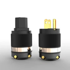 24K Gold Plated US EU Power HiFi Plug IEC320 C13 C15  Cable Cord Connector