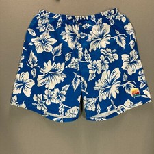 VTG 80s California Splash Mens XL Hawaiian Swim Trunks Bathing Suit Shorts Blue