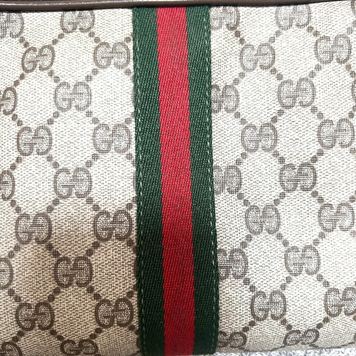 ✨Vintage✨ GUCCI GG Canvas Web Sherry Line Clutch Bag RED ✨Vintage✨ GUCCI GG Canvas Web Sherry Line Clutch Bag RED