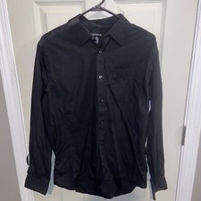 George mens black button down shirt Large 16 16.5