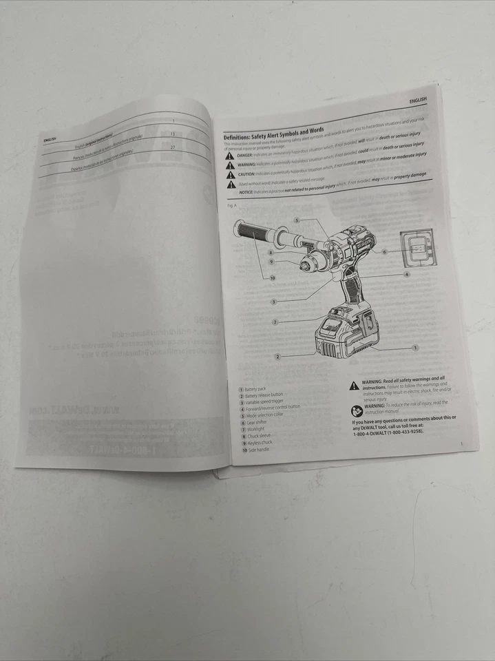 DeWalt Instruction DCD998 20V Max Drill/Driver/Hammerdrill Packet Manual Only V - Image 3 of 4