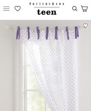 Pottery Barn PB Teen Dottie Sheer Curtain Panel Tie Top 44"x63 NWOT