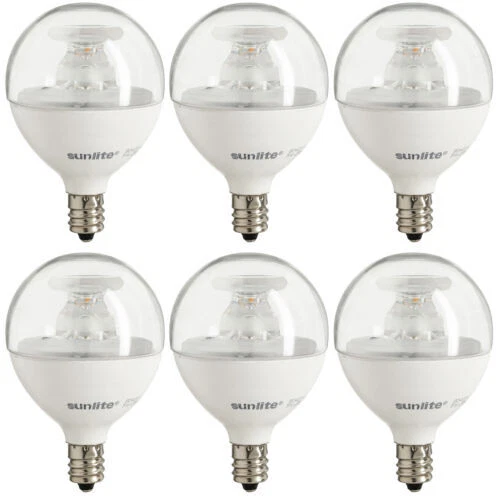 6 Pack Sunlite Dimmable Energy Star Candelabra Base 2700K LED Globe G16.5 5 Watt - Image 2 of 2