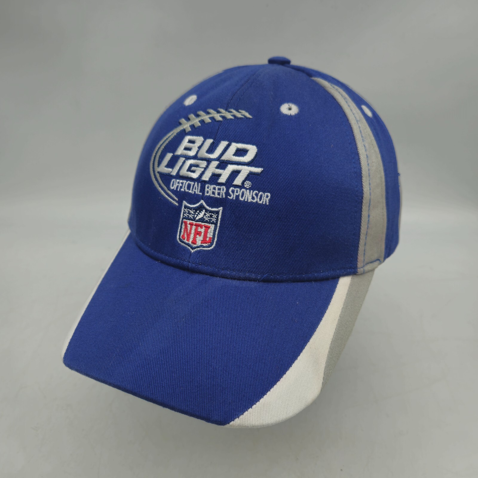 Bud Light Strapback Hat Baseball Cap Blue Gray NFL Football Beer Sponsor