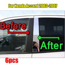 6pcs Set Chrome Pillar Trim Door Cover Mirrored Post For Honda Accord 2003-2007