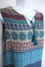 BOHO Indian Boho Ethnic Mini Dress Drawstrings V-neck Beach Lunch Lounge S 2 4