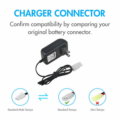 12V 300mA Charger for 6.0V - 9.6V NiMH Batteries Standard Size