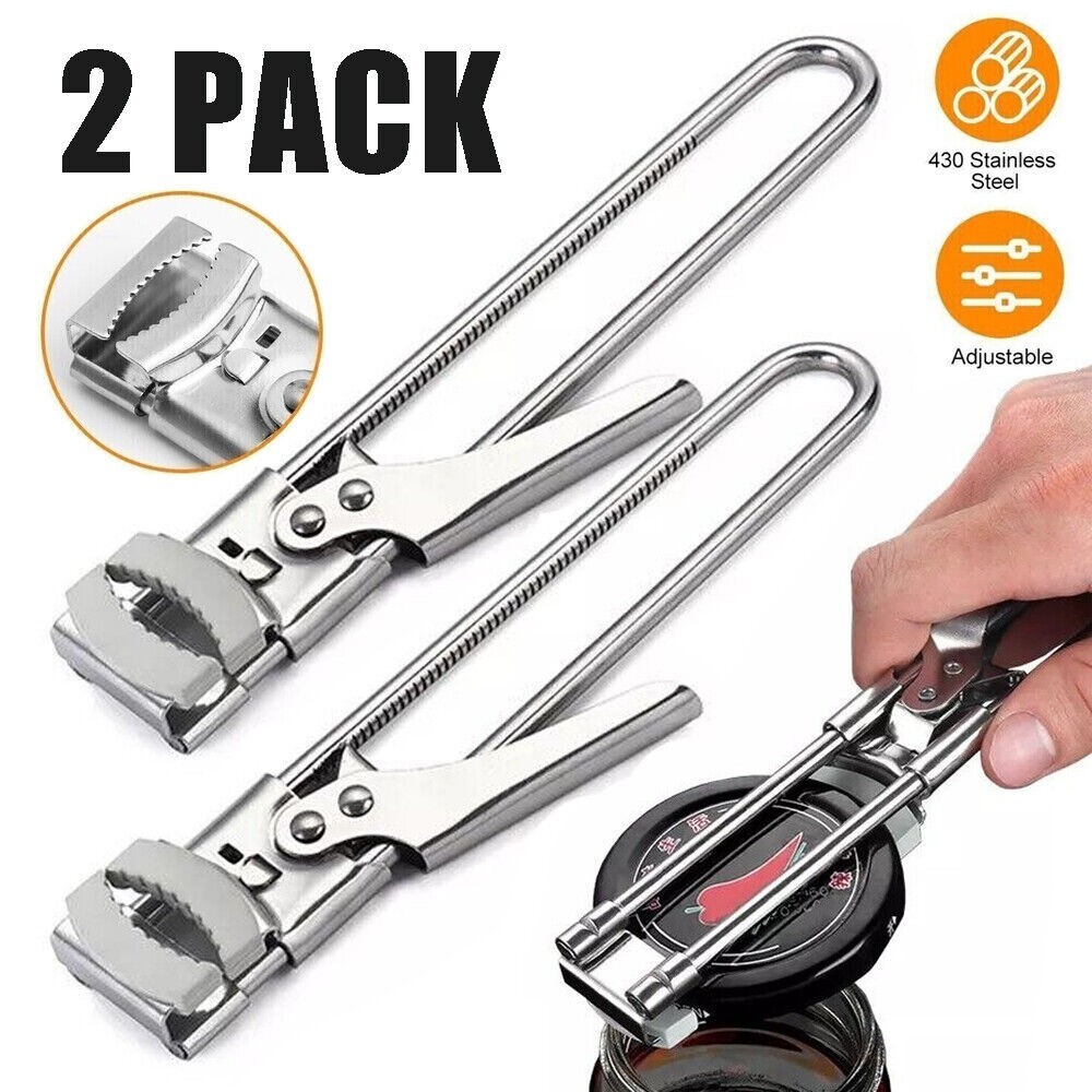 2X Adjustable Multifunctional Stainless Steel Can Opener Jar Lid