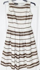 LAFAYETTE 148 Jacquard Stripe Pleated Fit & Flare Tea-Length Midi Dress 2 = XS