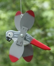 African Grey Parrot Mini Whirligigs Whirligig Yard Art Hand made from wood
