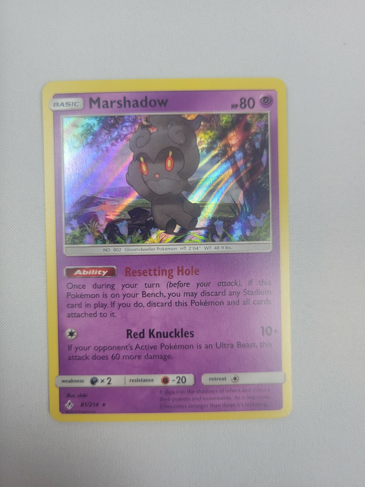 Pokémon TCG Marshadow Unbroken Bonds 81/214 Holo Rare