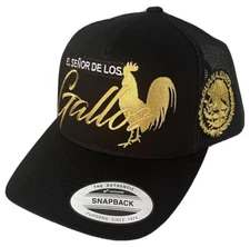 GUANAJUATO EL SEÑOR DE LOS GALLOS HAT VISERA DOBLADA BLACK  MESH SNAP BACK NEW