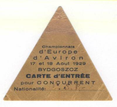 1929 Fisa European Rowing Championships Competitor Ticket Bydgoszcz Poland Ebay