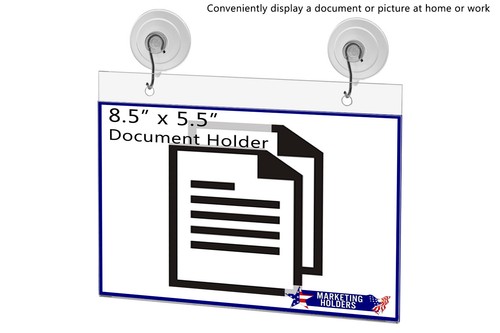 8.5"W x 5.5"H Window Mount Sign Holder Suction Cup with Hooks - Picture 6 of 11