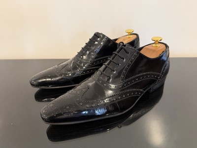 Hugo Boss Black Patent Leather Wingtip Dress Shoes 41.5 US  display picture 1