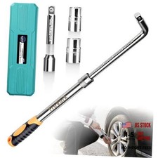 Extendable Lug Wrench with Flip Sockets, 4-in-1 Telescoping Tire Tool Set, 6