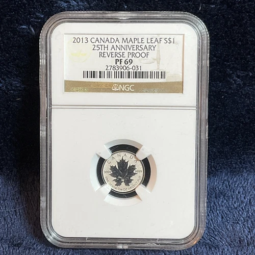 Canada 2013 S$1 Maple Leaf 25th Anniversary Reverse Proof NGC PF69 1/20 Oz.