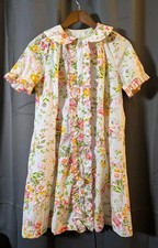 VTG Loungees Mumu Moomoo House Coat Sleep Dress Floral Nightgown Loungewear Sm
