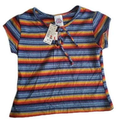 Girls Shirt Blouse Top Girl L Large  Striped Short SleeveUSA