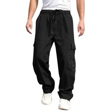 THWEI Mens Cargo Pants Casual Baggy Drawstring Loose Fit Hip Hop Pants with P...