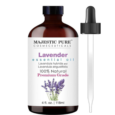 Lavender Essential Oil 4 fl oz Glass Dropper Aromatherapy Diffuser Majestic Pure