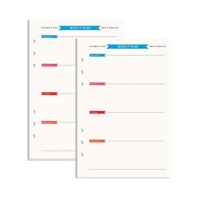 NatSumeBasics A5 Binder Refills Paper, 2 Pack 80 Weekly (5.5''x8''), White