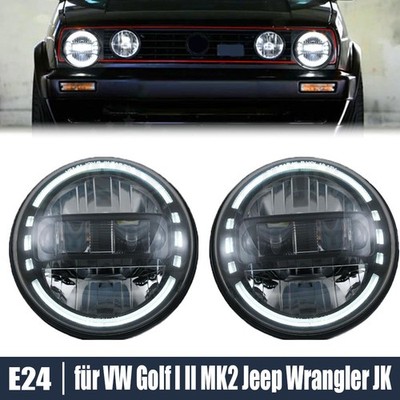Schwarz E24 LED Scheinwerfer Plug&Play für VW Golf I II MK2 Jeep Wrangler JK