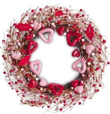 18.8 Inch Valentine's Day Wreath, Heart and Lip Decor with Red Pink Berries