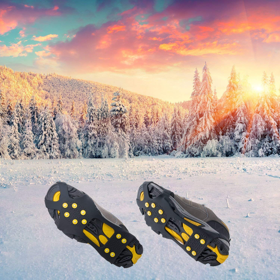Ice Snow Grips Over Boot Traction Cleat Rubber Spikes Anti Slip 10-Stud ...