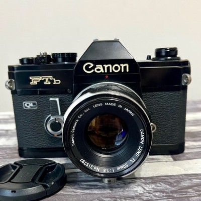 Canon FTb QL SLR 35mm Film Camera Black w/ Canon Lens FL 50mm F1.8!（Timer issue）