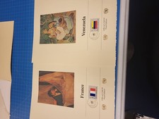 France Venezuela Stamp Official UNICEF Proof Edition First Day Issue Sheet 1980