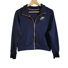 Nike Air Sweatshirt Medium Blue Gold Full Zip Cropped Active